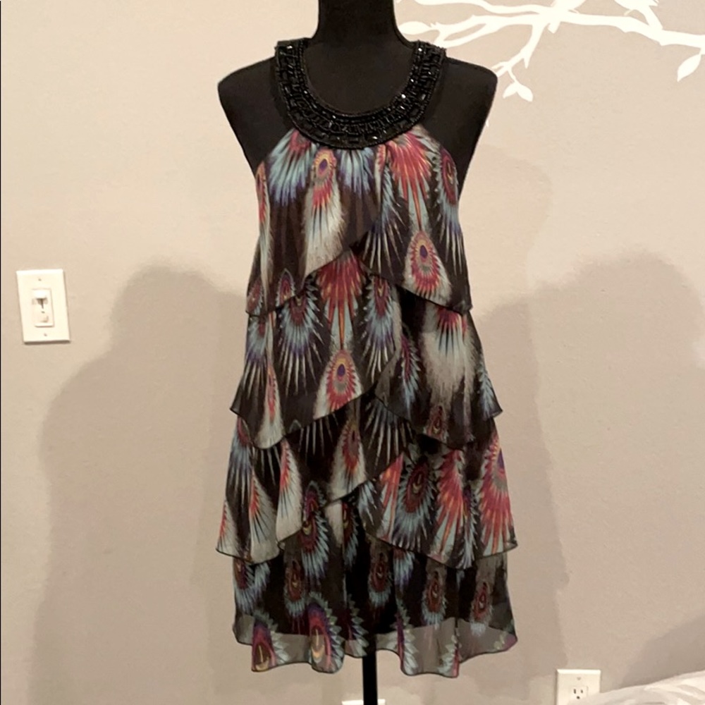 Forever 21 vintage Beaded layered dress Sz M  E5